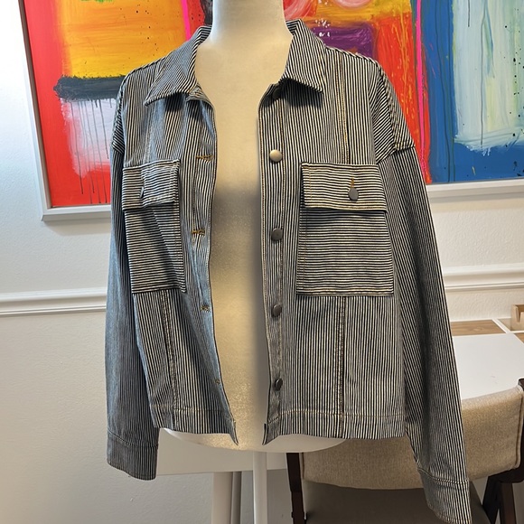 NWOT splendid denim striped jacket - Picture 5 of 10